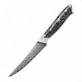 Damascus pattern chef knife set with 8 different blades including kitchen, Japanese, boning, utility, steak and fruit knives