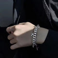 Men's titanium steel bracelet with cross design and geometric cold wind style details