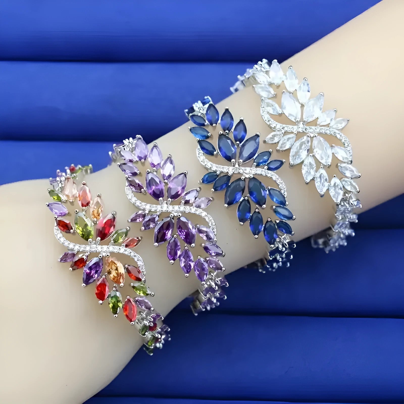 Heavy industry colour zircon fashion bracelet with real gold electroplating and micro inlaid stones on copper