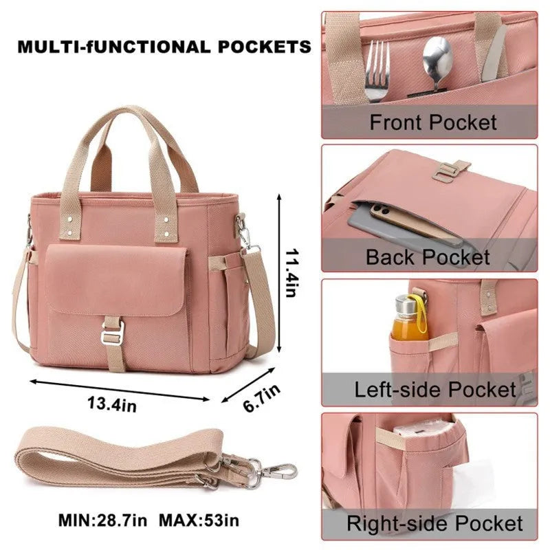 Cube style portable hiking picnic bag with removable shoulder strap in Oxford cloth material