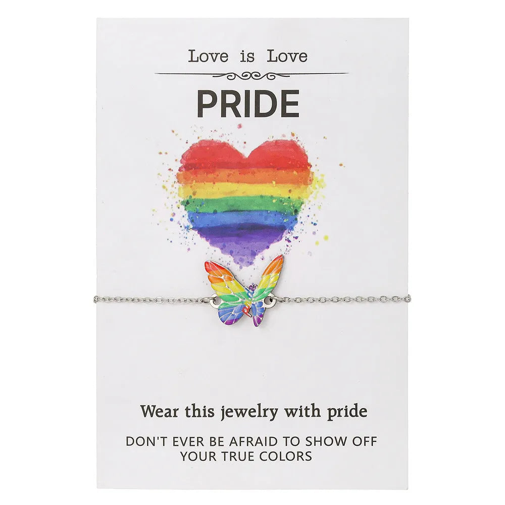 Stainless steel friendship necklace and bracelet set with inspirational colour printing.