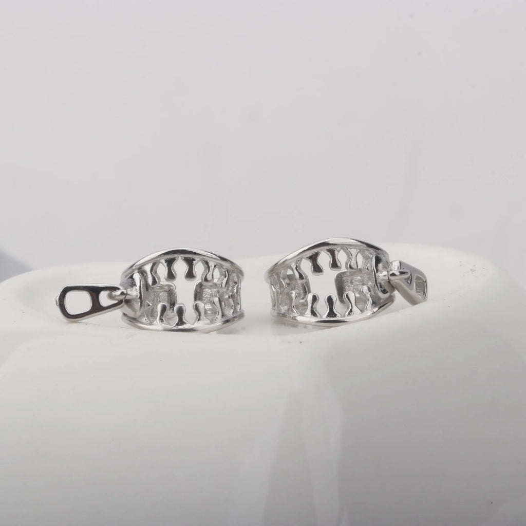 A pair of geometric copper clip-on earrings with a simple line design, colour ES862.