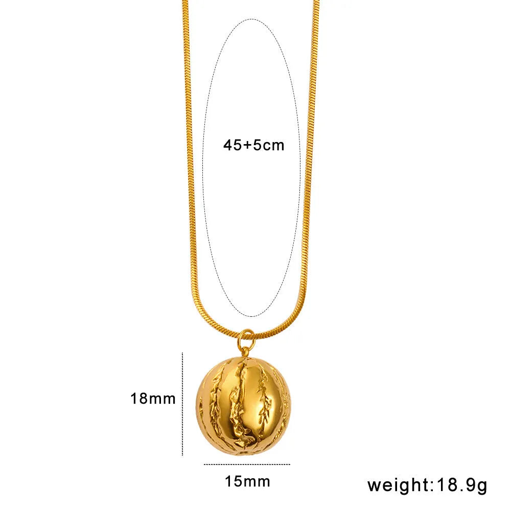 Stainless steel women's necklace with a detailed fruit charm pendant on a regular chain.