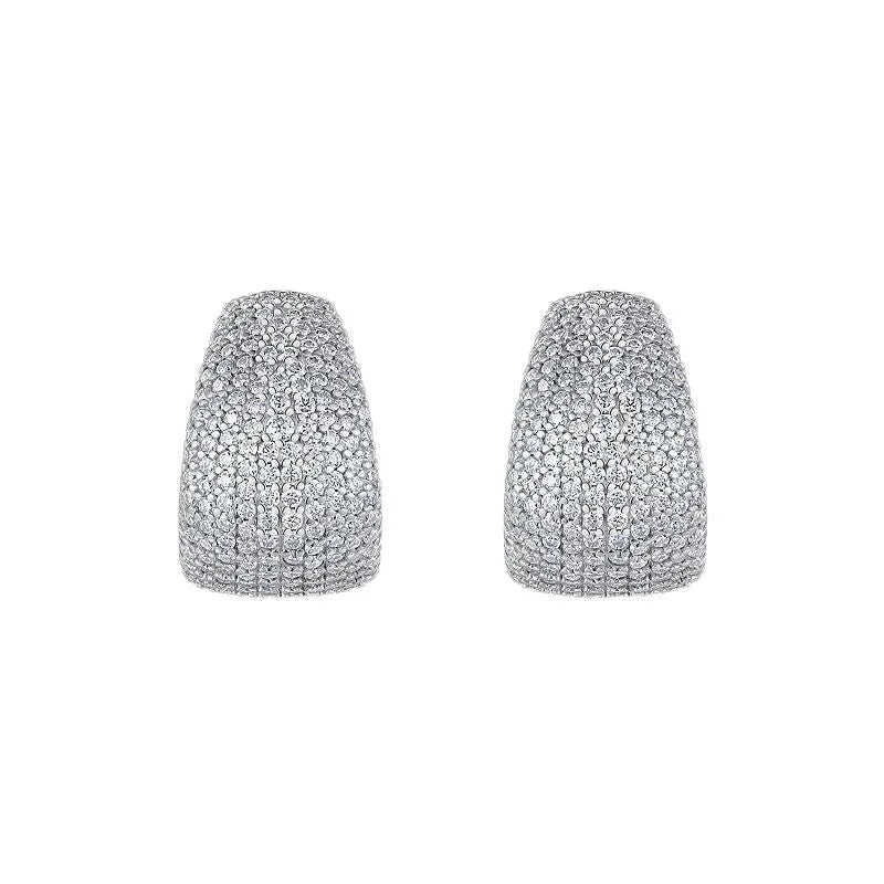 Geometric S925 sterling silver ear studs with D-E colour moissanite stones