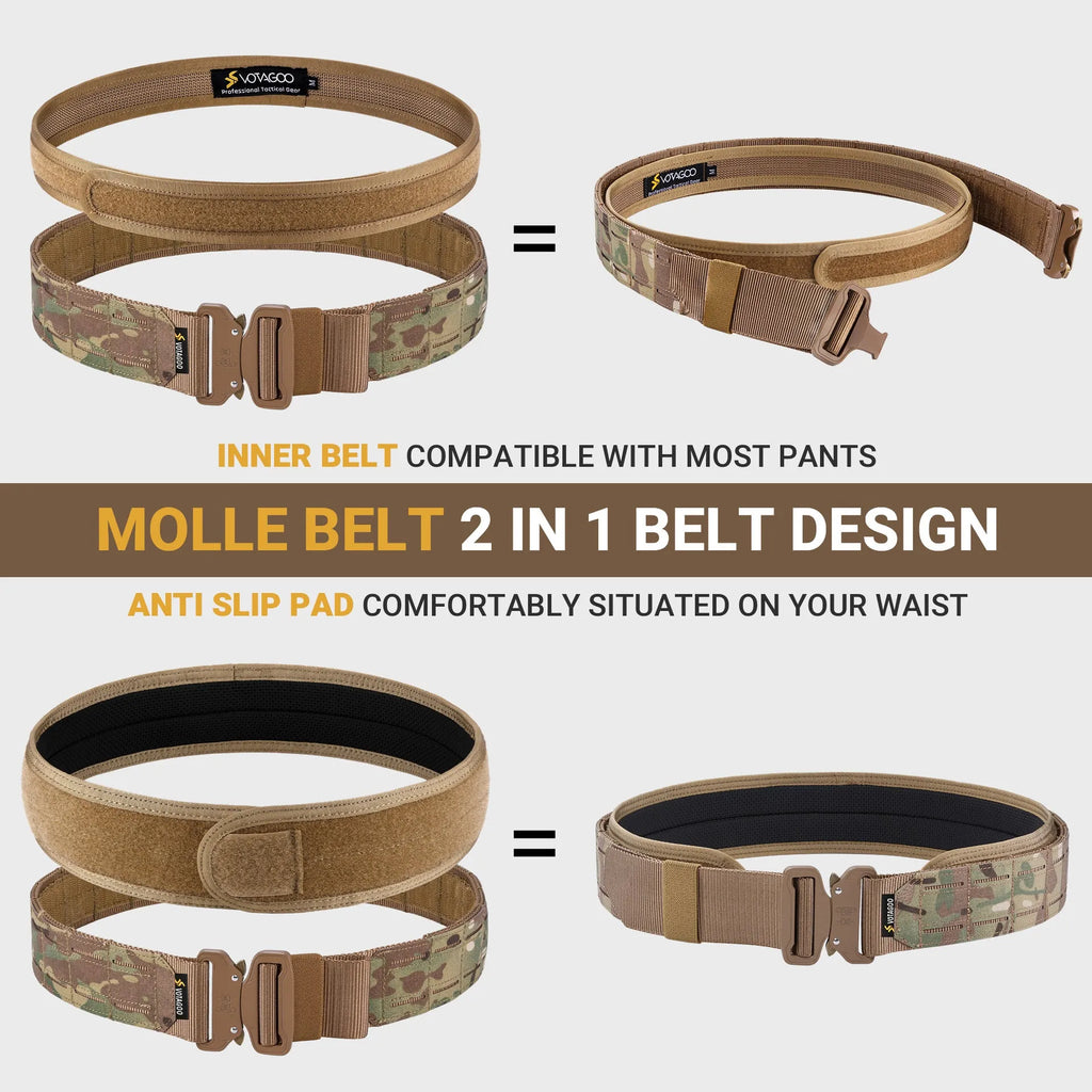 VOTAGOO 2-inch wide tactical belt with an automatic quick-release buckle in CP camouflage colour.