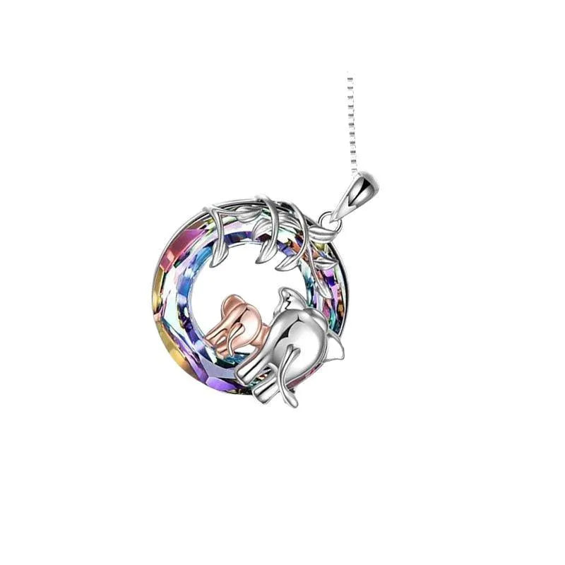 Simple cute animal-shaped women's necklace in platinum colour with adjustable chain