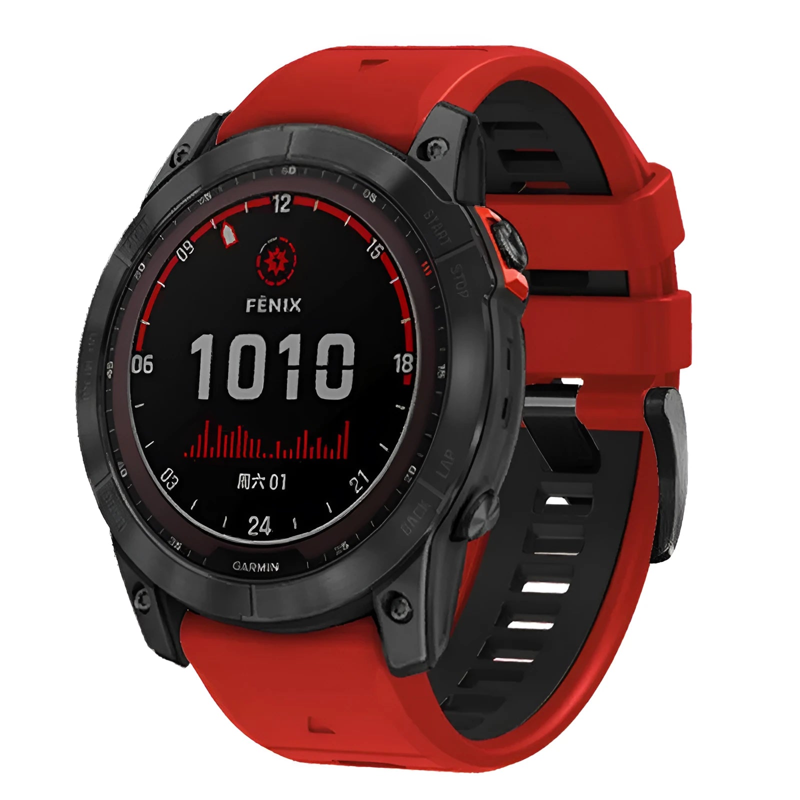 Two-tone quick release silicone strap for Garmin Fenix smartwatch in 22mm and 26mm widths
