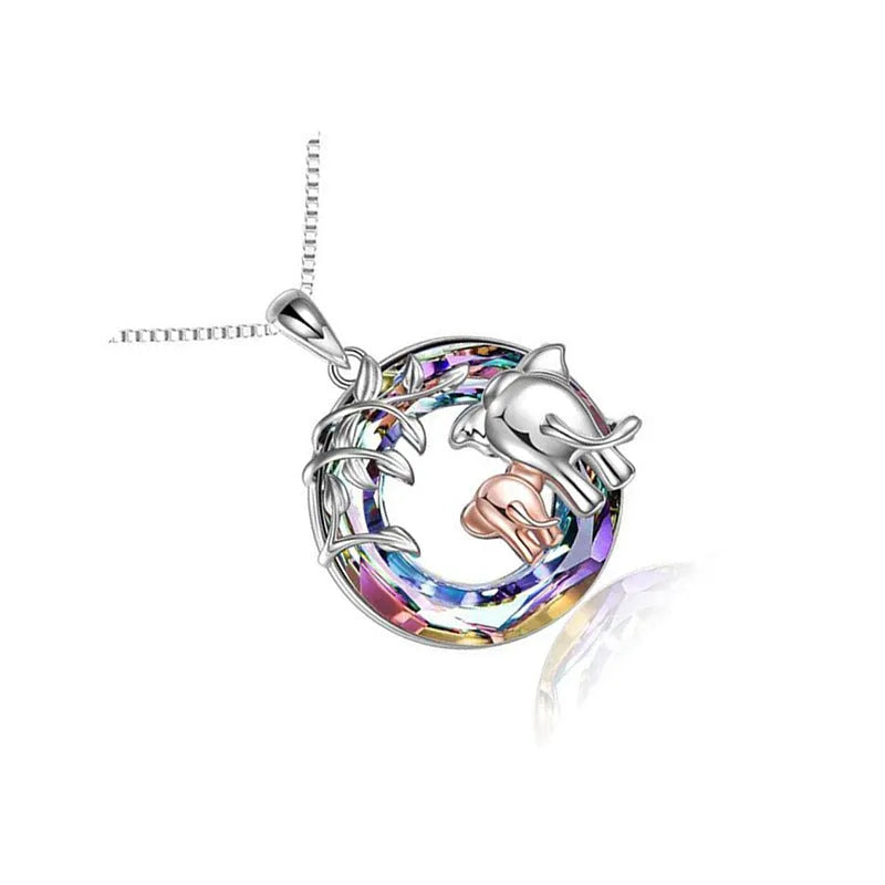 Simple cute animal-shaped women's necklace in platinum colour with adjustable chain
