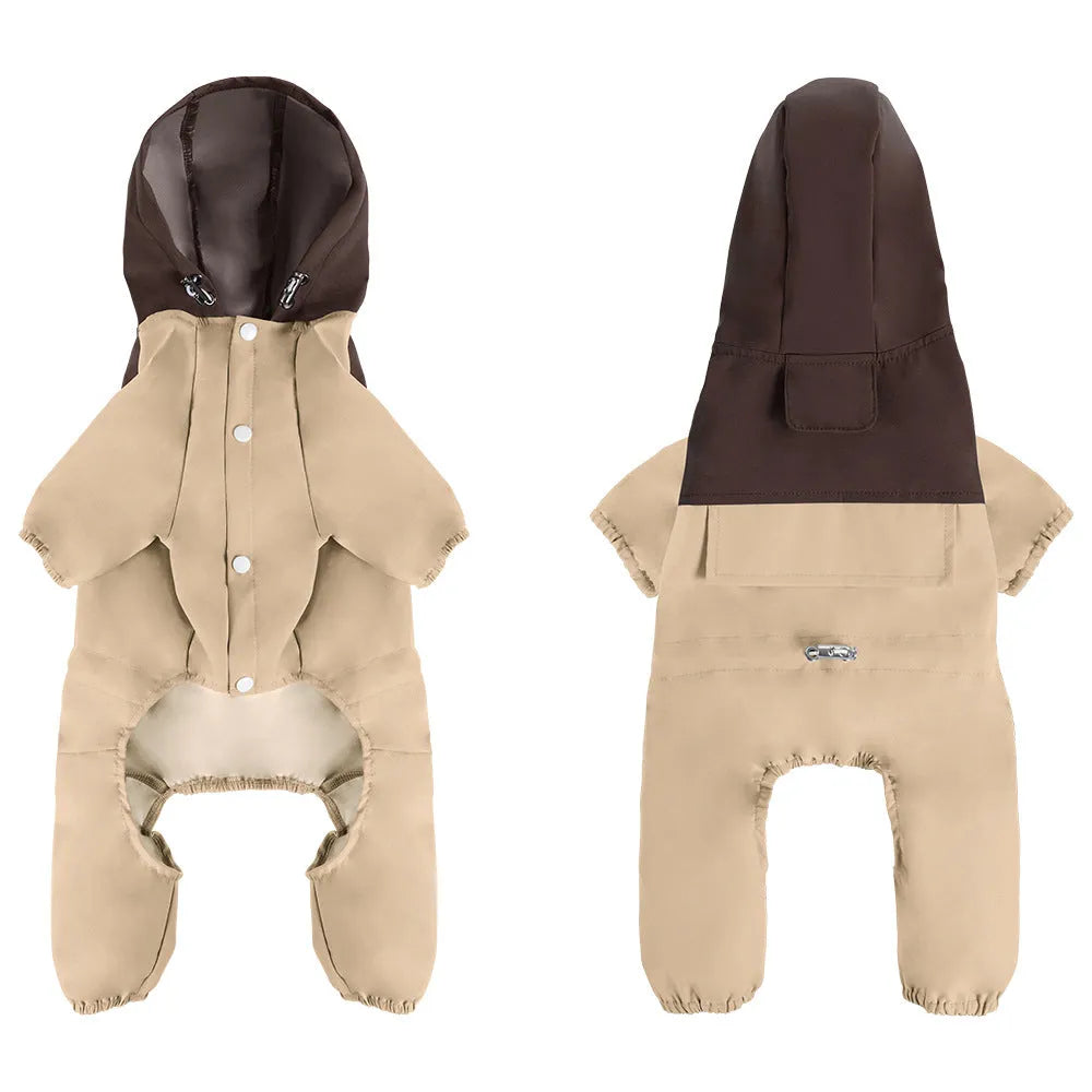 British style waterproof dog jacket for small and medium sized pets in Army Green colour