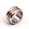 Gold titanium steel rotatable knuckle ring on finger, natural style, 17mm diameter, electroplated finish