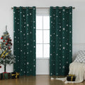 Snowflake pattern polyester shade cloth curtain hanging, showing solid fabric and modern design.