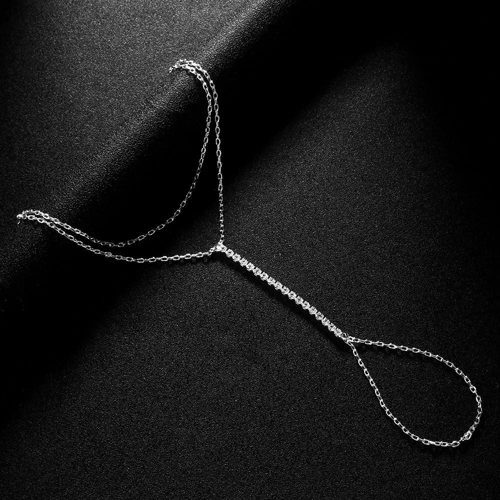 Women's geometric alloy bracelet with rhinestones in silver or gold colour.