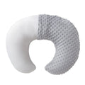 Nursing pillow with milk spilt prevention design in grey, light blue, pink, and yellow colour options
