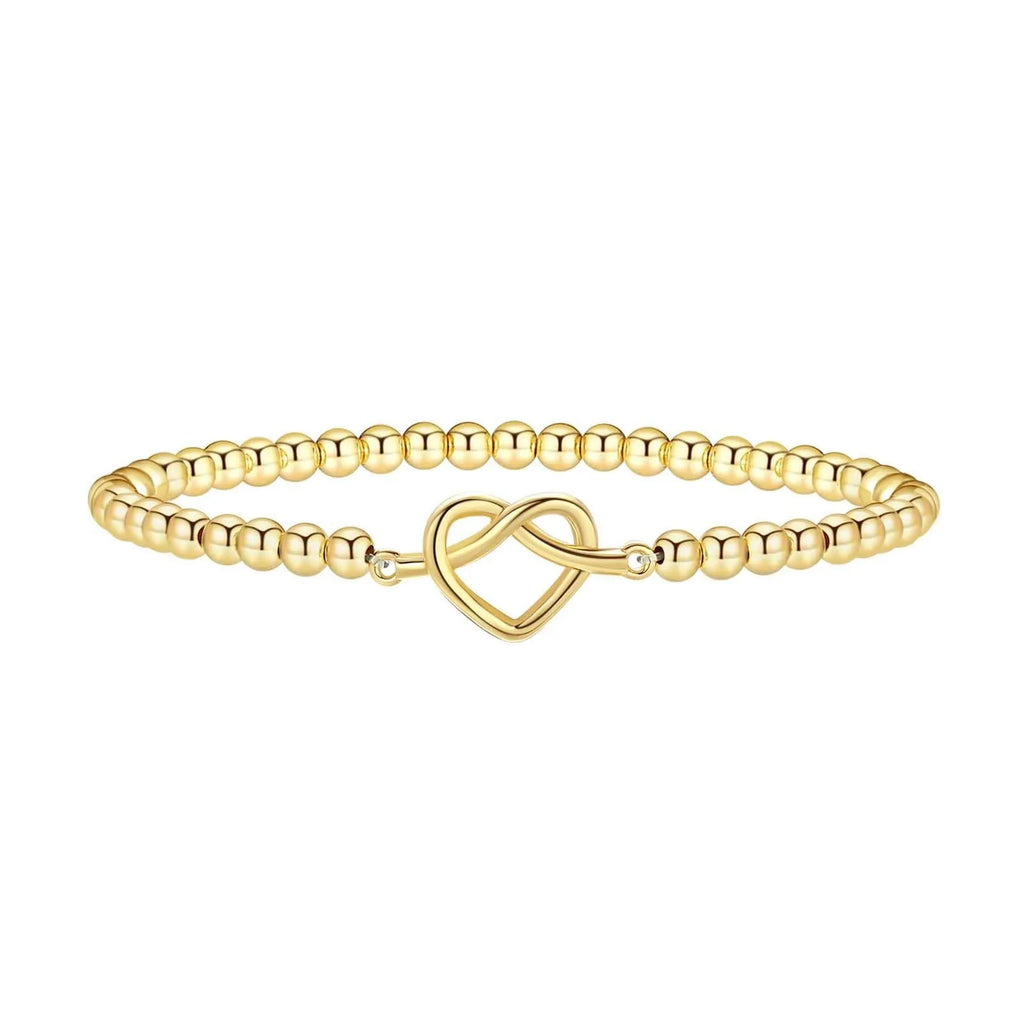 Adjustable geometric beaded bracelet for women in stainless steel with round beads