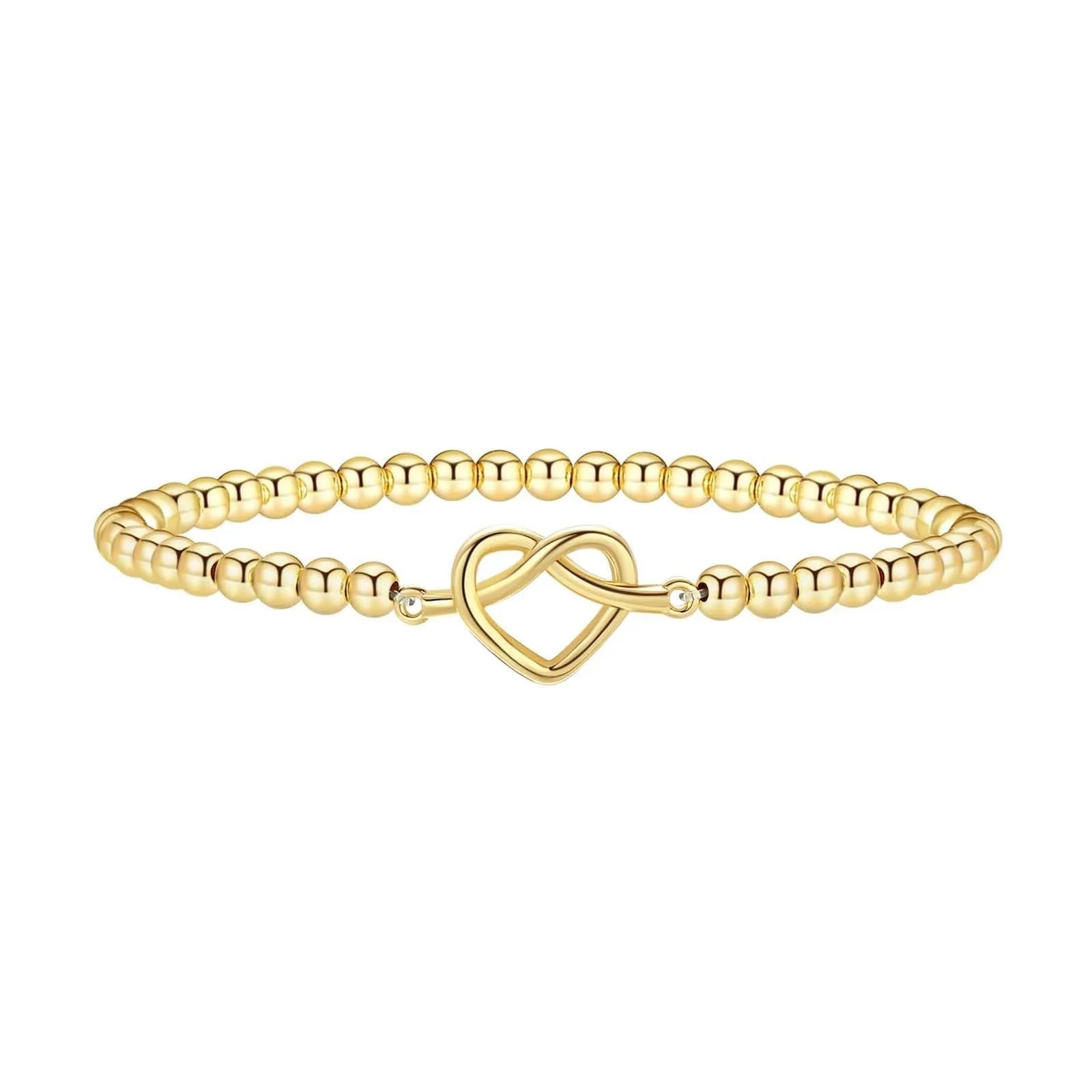 Adjustable geometric beaded bracelet for women in stainless steel with round beads