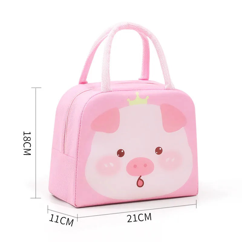 Cartoon insulated lunch box bag in orange bear design with aluminium foil insulation
