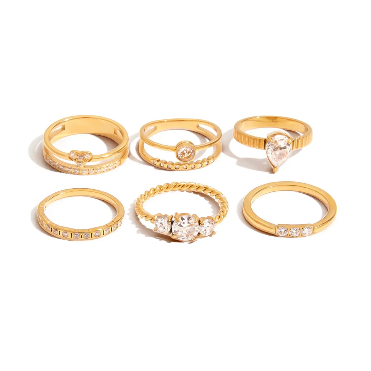 Men's geometric stainless steel ring with zircon stones in European American style.