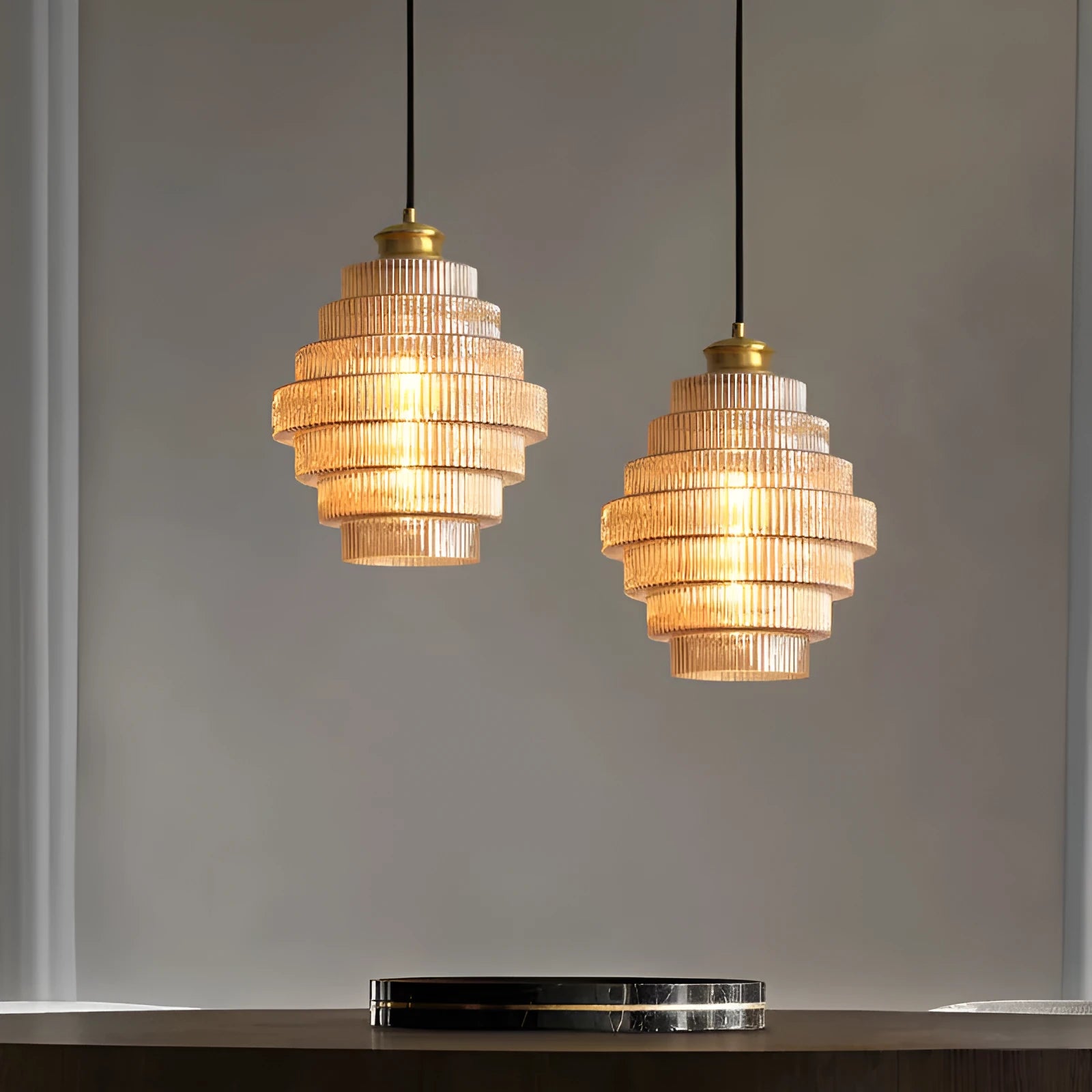 Modern light luxury small pendant light in smoky gray finish for hallway use