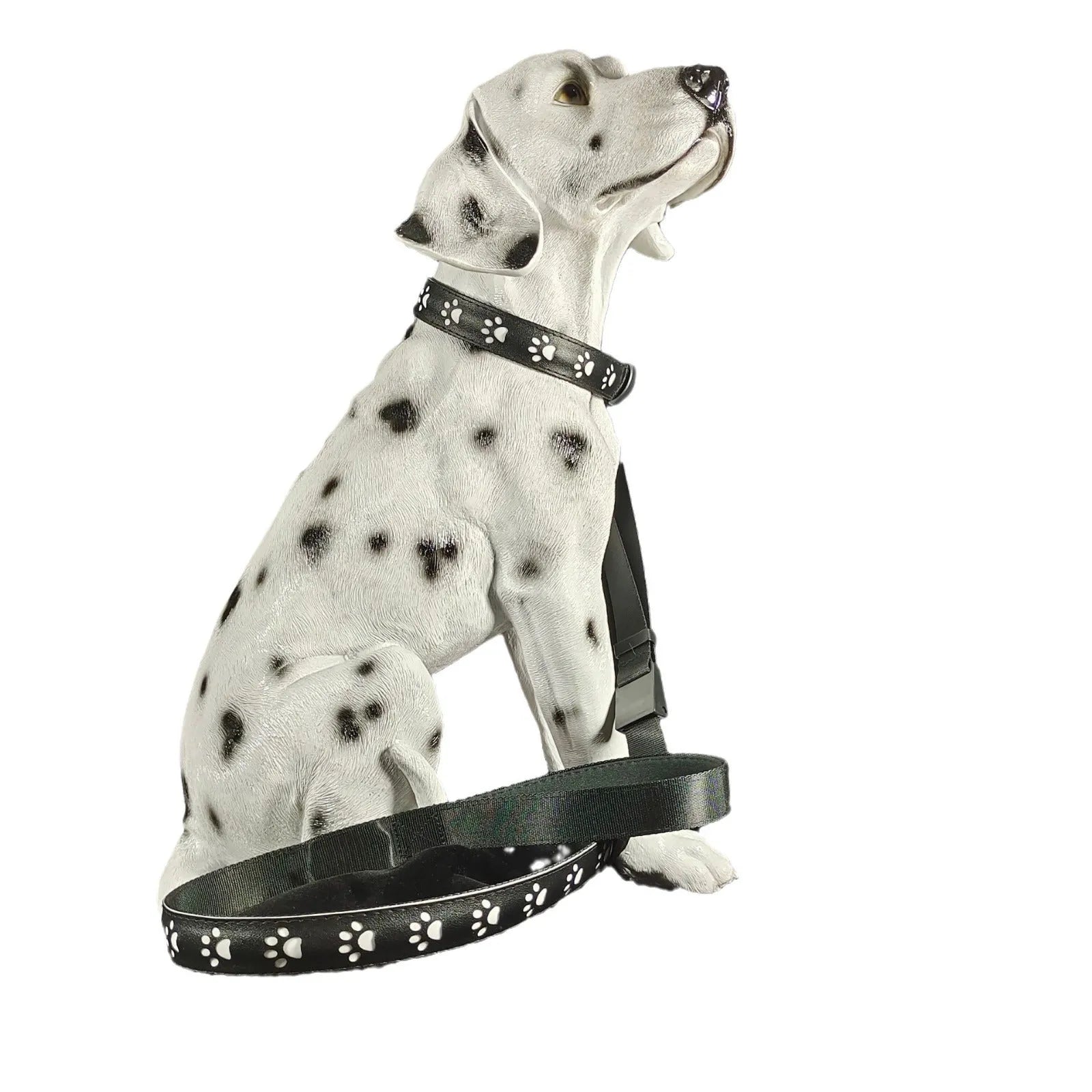 LED luminous pet collar with paw printing showing seven colour options on adjustable polyester band