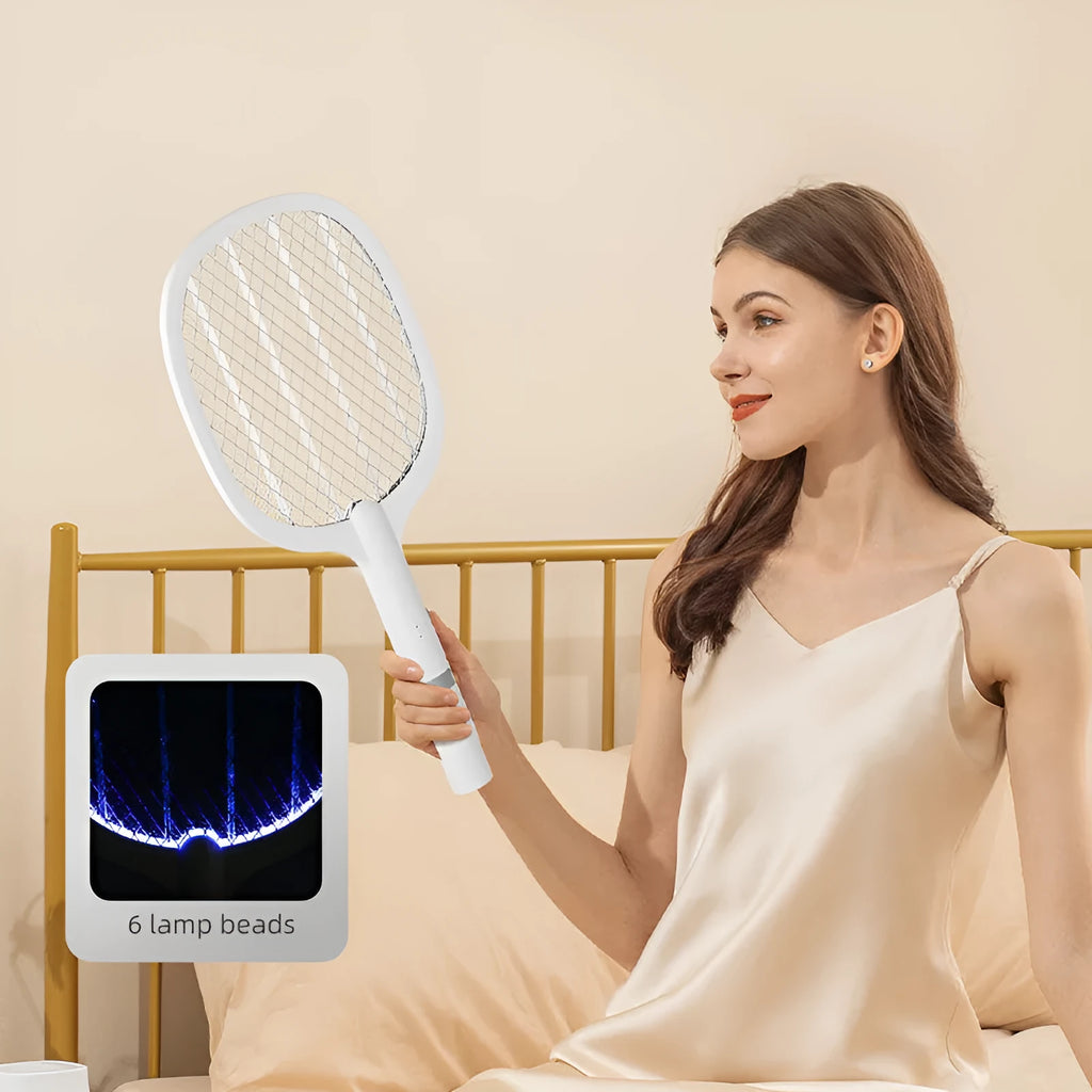 Rechargeable electric mosquito swatter with USB charging port for household insect control
