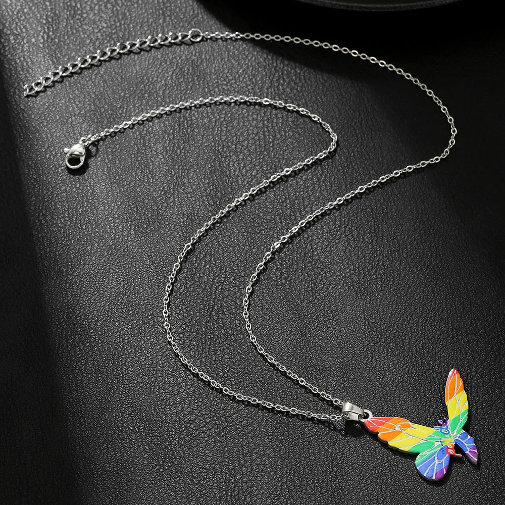 Stainless steel friendship necklace and bracelet set with inspirational colour printing.