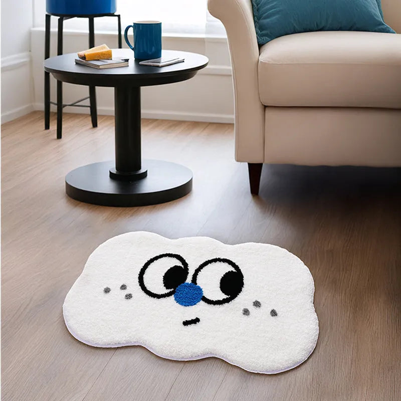 Cartoon anime bathroom mat in polyester fibre with printed design, available in multiple colours and sizes