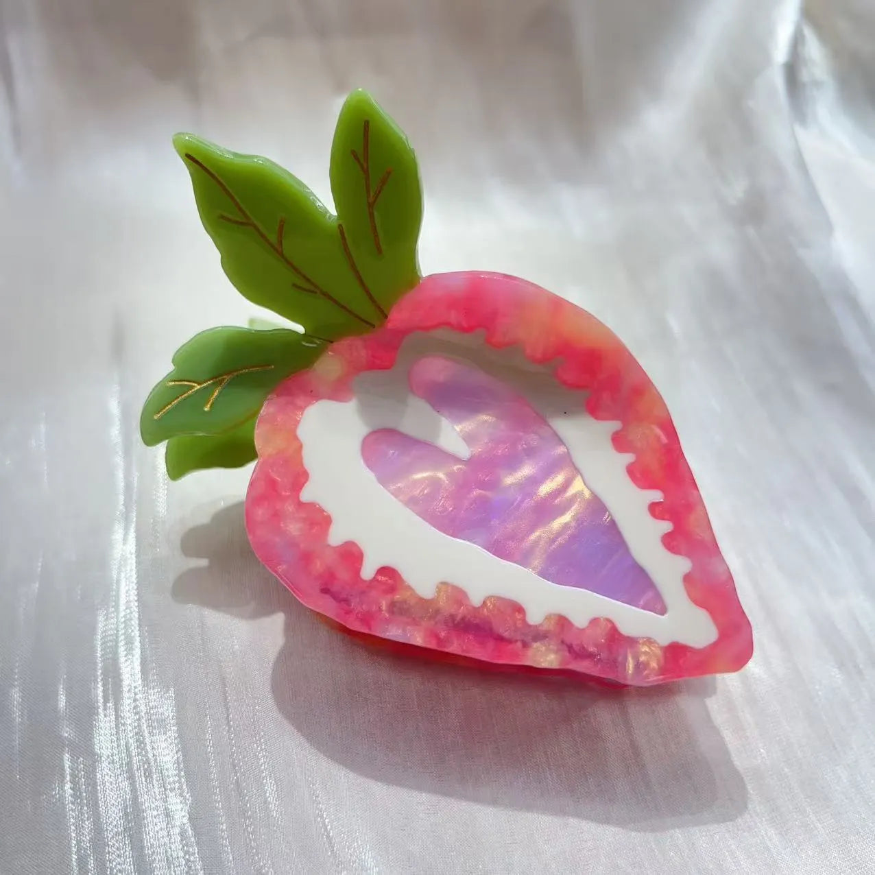 Love Honey Strawberry handcrafted hairpin in red or pink with pastoral style decoration
