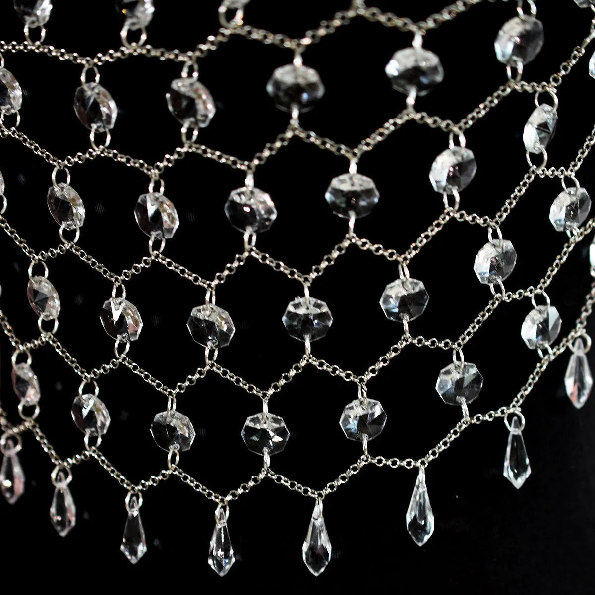 Transparent acrylic crystal sequins body chain hand-woven chest necklace