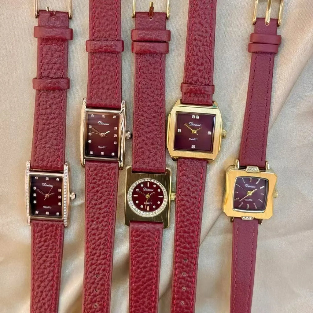 Alloy women's watch with Chinese style dial design options including camellia pattern and diamond arrangements