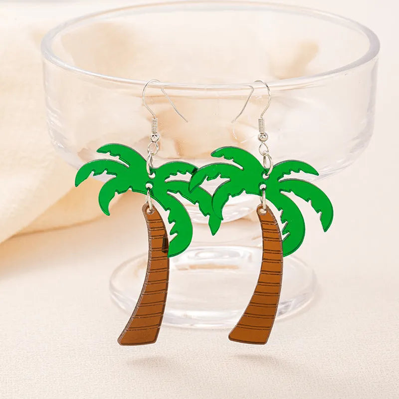 Acrylic jackfruit drop earrings with hook fastenings in summer colours