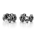 Retro hollow skull stainless steel clip-on earrings with geometric design
