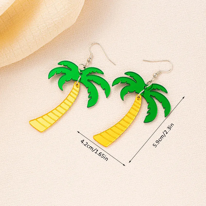 Acrylic jackfruit drop earrings with hook fastenings in summer colours