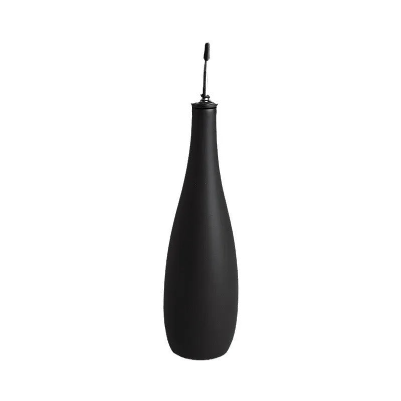 Ceramic oil pot with conical funnel in black, coffee, or white colour options