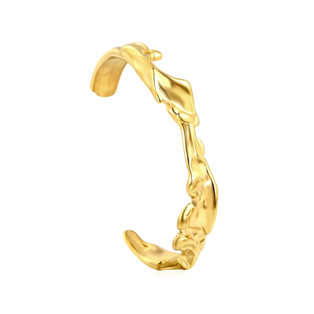 Contemporary stainless steel and alloy bracelet in European-American style on a wrist.
