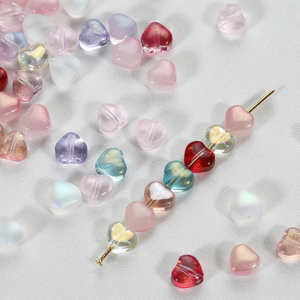 20 translucent heart-shaped acrylic spacer beads in assorted colours for jewellery making