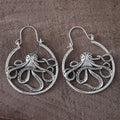 Vintage alloy octopus earrings with antique silver finish and retro animal design