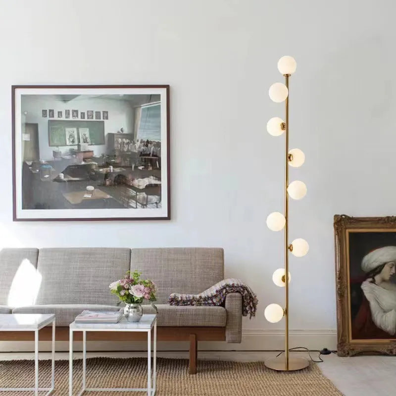 154cm tall floor lamp with wrought iron glass construction and ironwork base