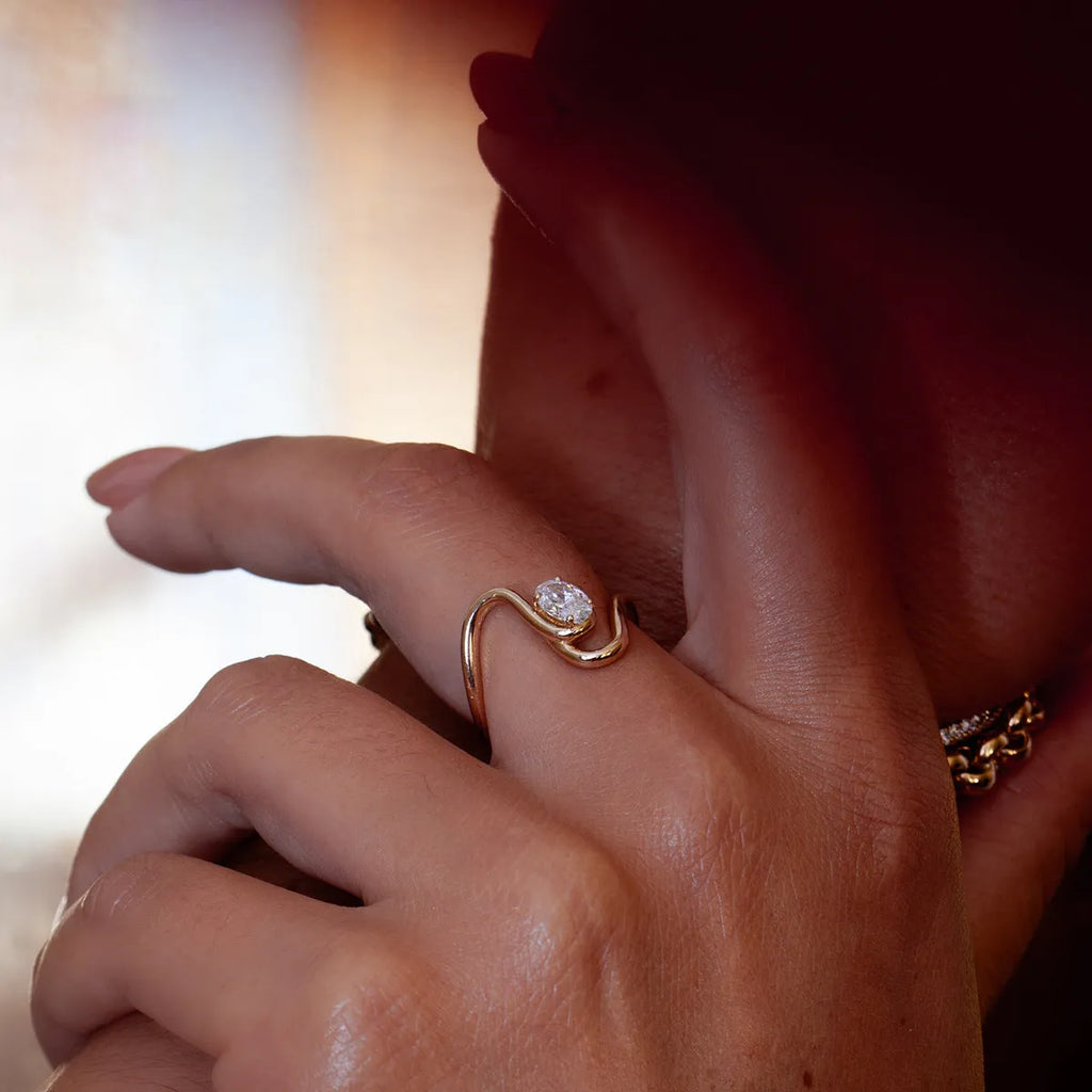 Men's geometric stainless steel ring with zircon stones in European American style.