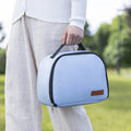 Insulated textured cloth lunch box bag in sapphire blue colour with large capacity