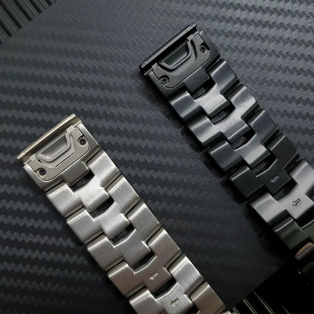 Garmin Fenix watch replacement strap in silver, black, and titanium colour for Jiaming models