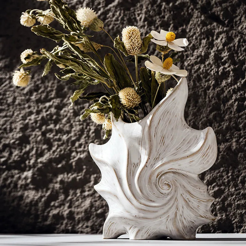Ceramic vase with coloured glaze finish in European retro style design