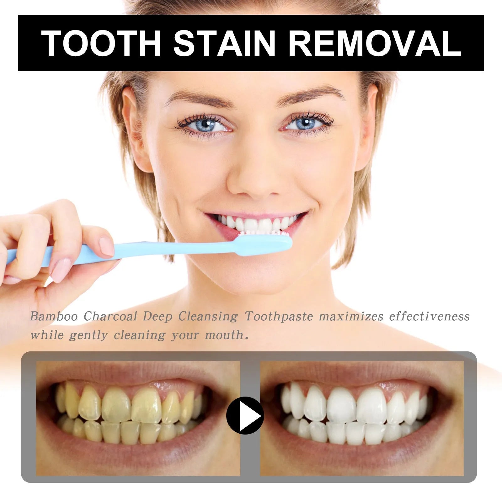 Bamboo charcoal bright white toothpaste tube 30ml for stain removal
