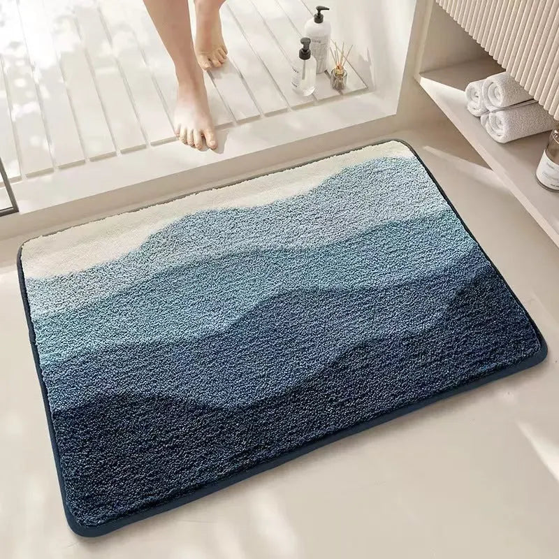Rainbow pattern imitation cashmere carpet with plastic backing in sky and sea colours
