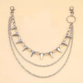 Silver metal pants chain with double-layer chain links and rivet decorations, 115cm length