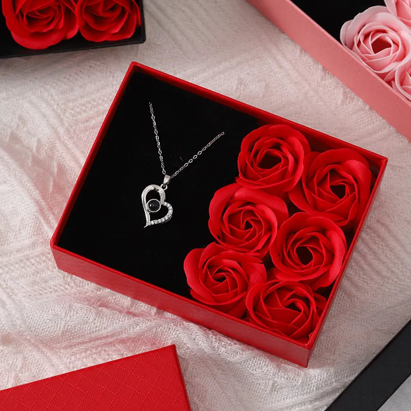 Korean-style soap flower gift box set with six handmade floral soaps in presentation box