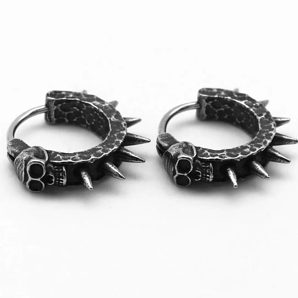 Copper plastic punk motorcycle geometry alloy earrings in retro black colour