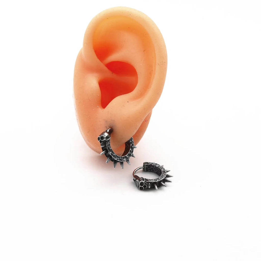 Copper plastic punk motorcycle geometry alloy earrings in retro black colour
