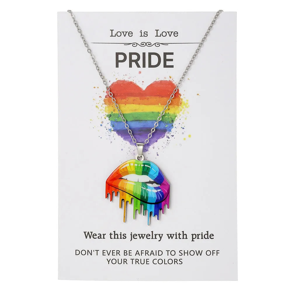 Stainless steel friendship necklace and bracelet set with inspirational colour printing.