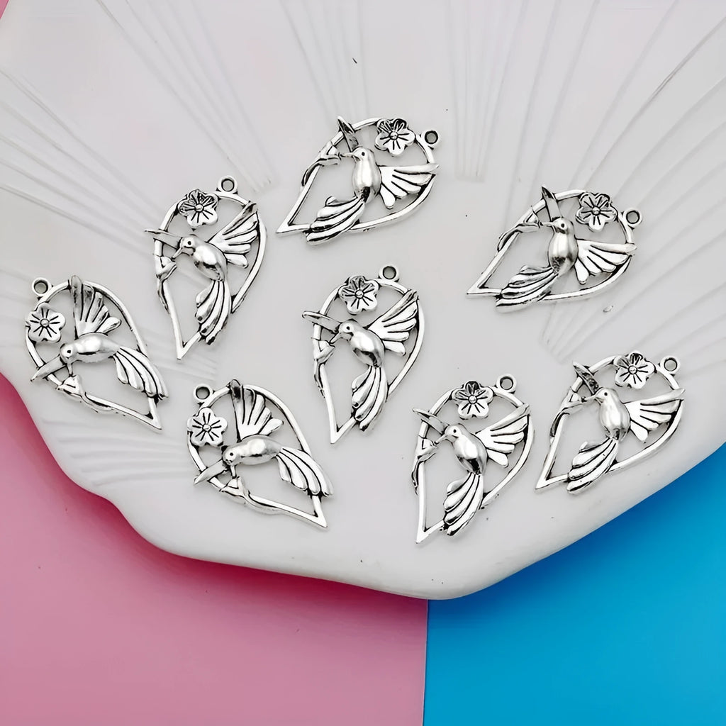 Alloy magpie pendant with electroplated finish for DIY jewellery making