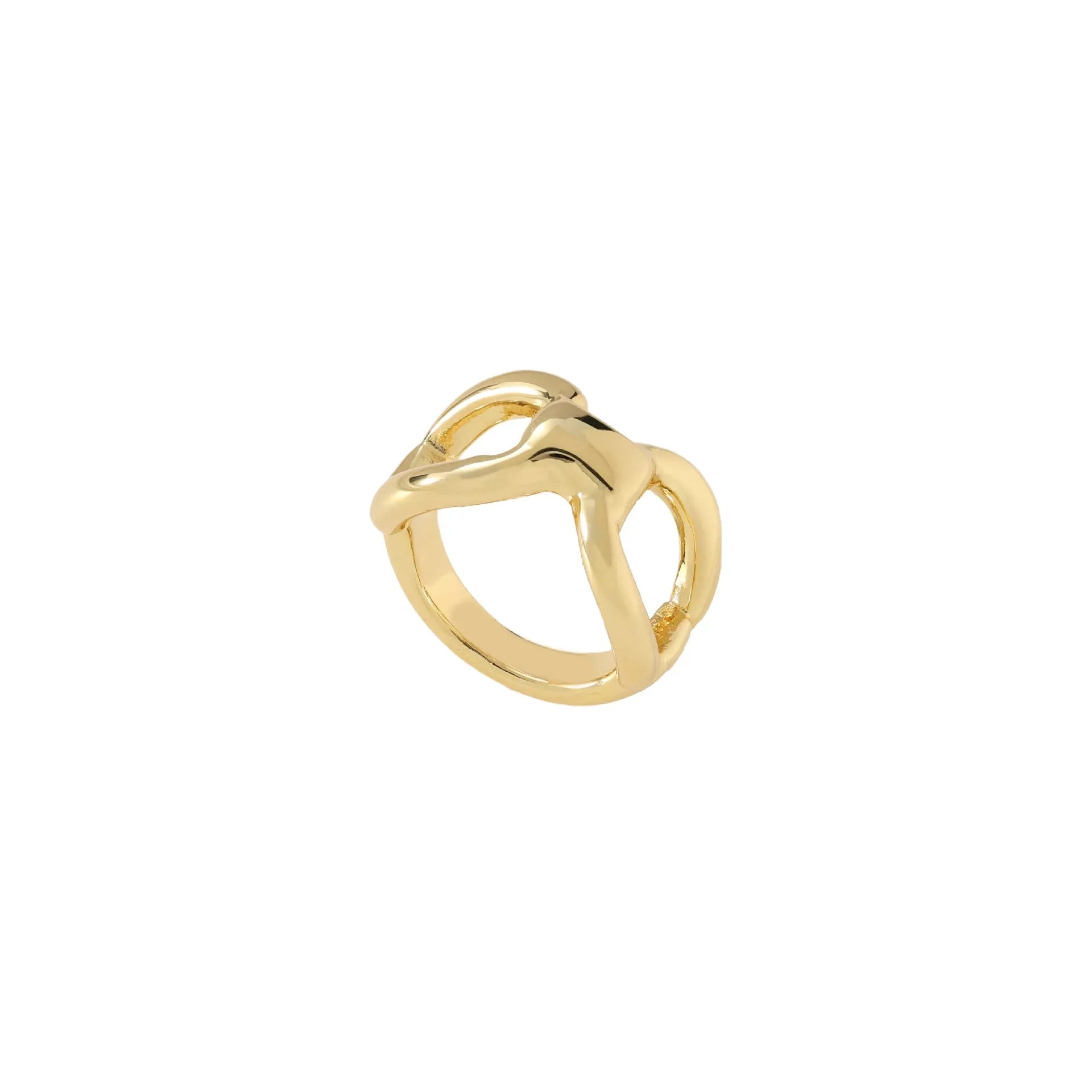 Titanium steel butterfly hollow ring in gold colour on a white background